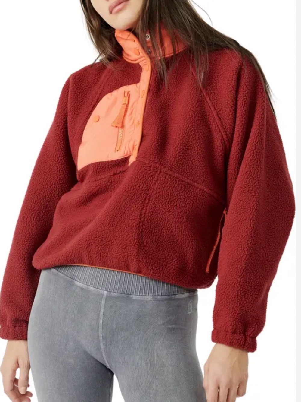 FREE PEOPLE MOVEMENT 
Hit The Slopes Colorblock Pullover
In Dark Red